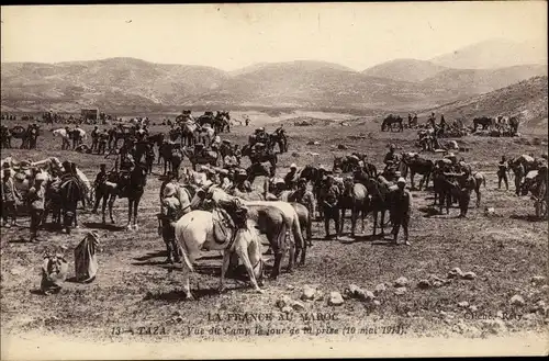 Ak Taza Marokko, La France au Maroc, Vue du Camp la jour de prise 10 mai 1914
