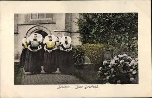 Ak Zuid Beveland Zeeland, Frauen in Volkstrachten