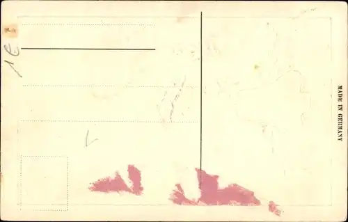 Präge Litho Landschaft, Mohnblüte, Kitsch