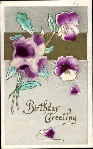 Präge Ak Glückwunsch Geburtstag, Stiefmütterchen