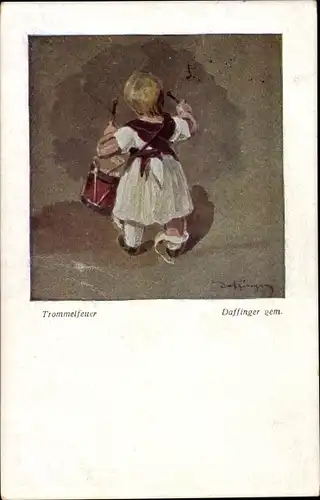 Künstler Ak Daffinger, Trommelfeuer, Canonade, Kind mit Trommel, BKWI