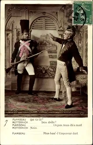 Ak Theaterszene aus l'Aiglon, Edmond Rostand, Flambeau, Metternich