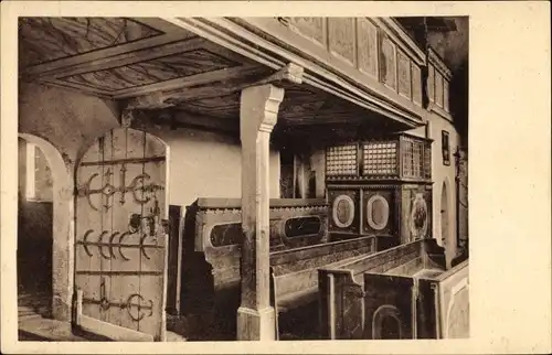 Ak Höfgen Grimma in Sachsen, Innenansicht der Kirche aus dem 13. Jh.