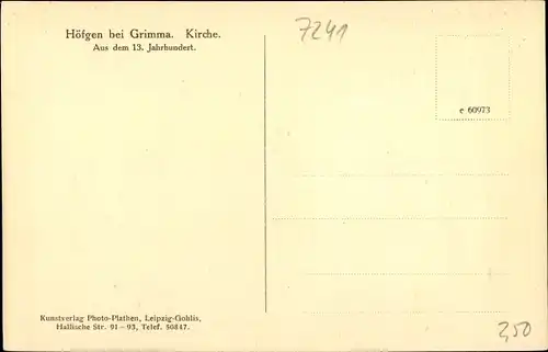 Ak Höfgen Grimma in Sachsen, Innenansicht der Kirche aus dem 13. Jh.