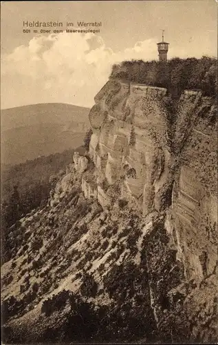 Ak Treffurt im Werratal, Blick zum Heldrastein