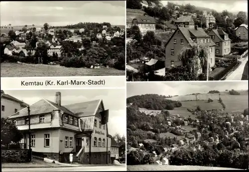 Ak Kemtau Burkhardtsdorf im Erzgebirge, Ortsansichten, Wohnhäuser, Gasthof