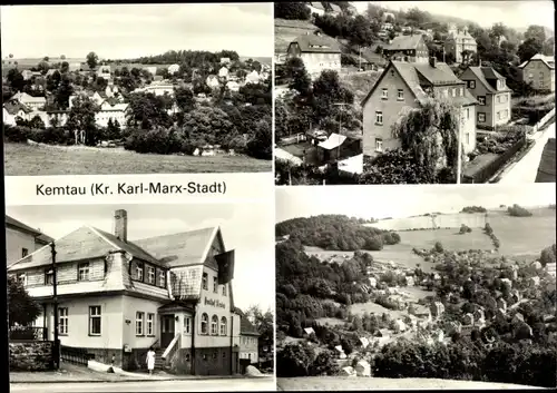 Ak Kemtau Burkhardtsdorf im Erzgebirge, Teilansichten, Gasthof, Wohnhäuser