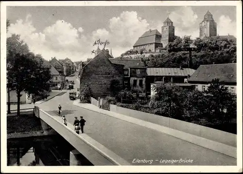 Ak Eilenburg an der Mulde, Leipziger Brücke, Sorbenburg