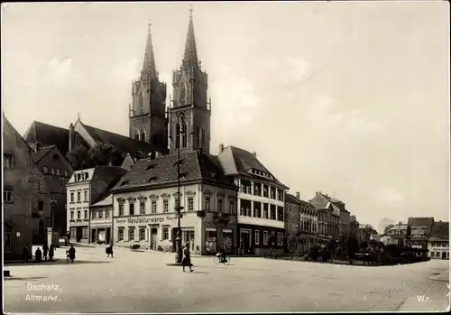 Ak Oschatz in Nordsachsen, Altmarkt, Geschäft Manufakturwaren