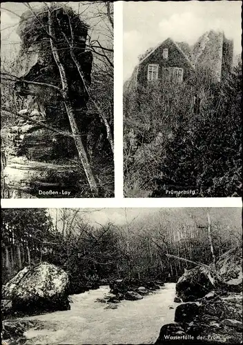 Ak Prüm in der Eifel, Dooßen-Lay, Prümarburg, Wasserfälle der Prüm
