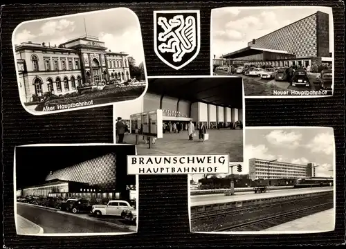 Ak Braunschweig, neuer und alter Hauptbahnhof