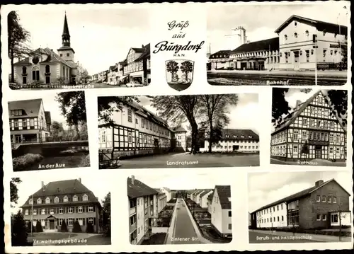 Ak Burgdorf, Landratsamt, Marktstraße, Kirche, Bahnhof, Rathaus, Zintener Str., Verwaltungsgebäude