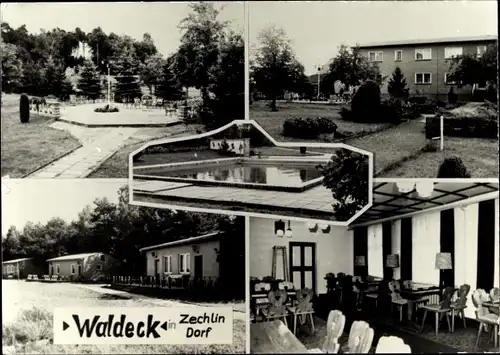 Foto Ak Zechlin Rheinsberg in der Mark, Waldeck, Park, Gebäude, Speiseraum, Platz