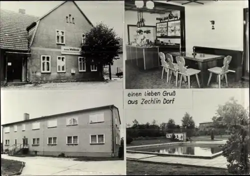 Foto Ak Zechlin Rheinsberg in der Mark, Waldeck, Park, Gebäude, Speiseraum, Teich