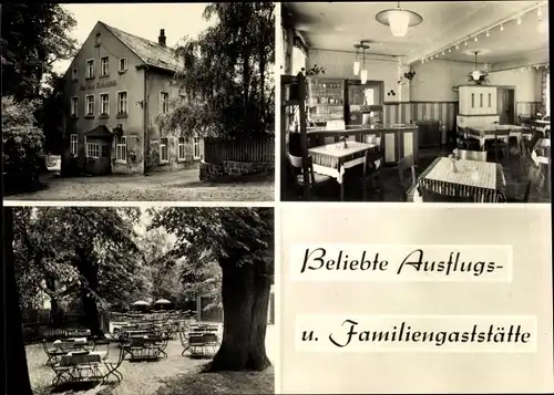 Ak Meinsdorf Callenberg in Sachsen, Gasthaus Tannmühle, Gebäude, Speiseraum, Terrasse