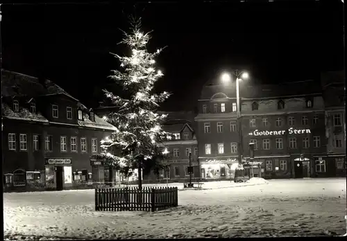 Ak Penig in Sachsen, Markt im Schnee, Goldener Stern