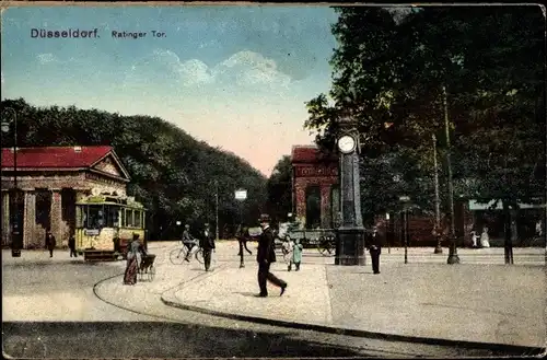 Ak Düsseldorf am Rhein, Ratinger Tor, Straßenbahn