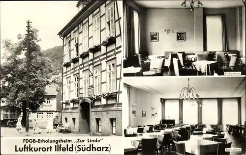 Ak Ilfeld Harztor Thüringen, FDGB Erholungsheim Zur Linde, Klubzimmer, Speiseraum