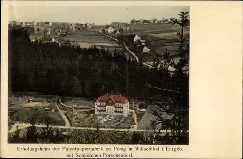 Ak Wilischthal Erzgebirge Sachsen, Erholungsheim Patentpapierfabrik Penig, Schlößchen Porschendorf