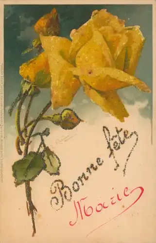 Künstler Litho Klein, Catharina, Gelbe Rosen, Glitzer