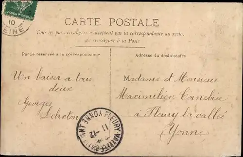 Ak Amitie, Junge in einem Flugzeug, Doppeldecker, Fotomontage