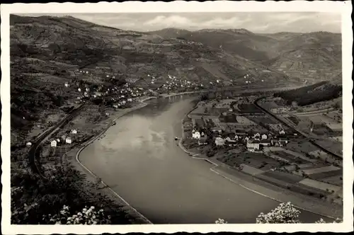 Ak Dolní Zálezly Salesel Elbe Region Aussig, Gesamtansicht, Fluss