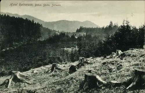 Ak Mezní Louka Rainwiese Hřensko Herrnskretschen Elbe Reg Aussig, Hotel