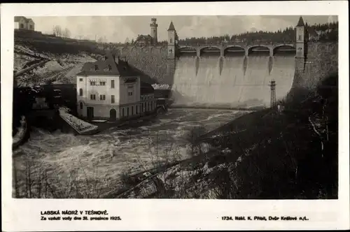 Ak Dvůr Králové nad Labem Königinhof Region Königgrätz, Talsperre Těšnov, Les Království