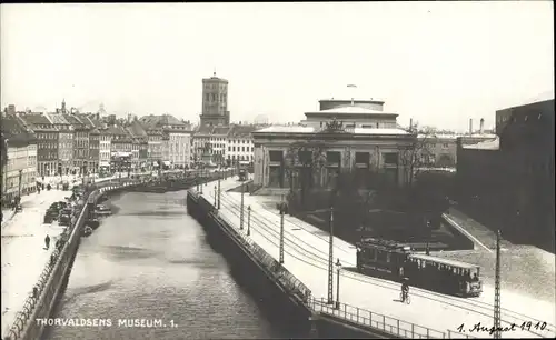 Ak København Kopenhagen Dänemark, Thorvaldsens Museum, Straßenbahn