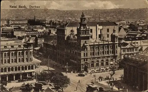 Ak Durban Südafrika, Natal Bank, Blick auf den Ort