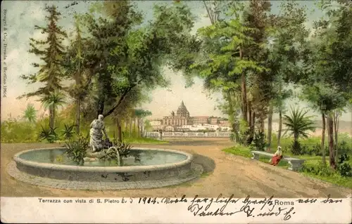 Litho Roma Rom Lazio, Terrazza con vista di S. Pietro