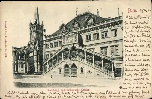 Ak Kanton Bern, Rathaus und katholische Kirche