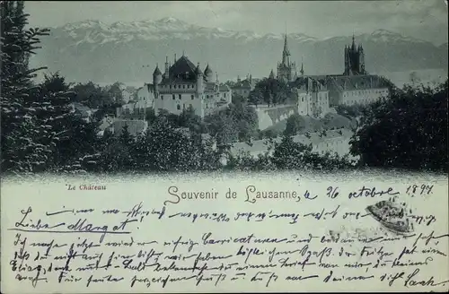 Mondschein Ak Lausanne Kanton Waadt, Schloss bei Nacht