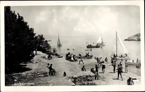 Ak Jelsa Kroatien, Strand MIna, Strandpartie, Segelboote