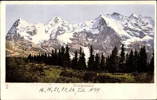 Ak Wengernalp Kanton Bern Schweiz, Berglandschaft mit Wald