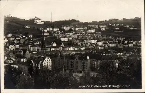 Ak Sankt Gallen Stadt Schweiz, Panorama mit Scheffelstein