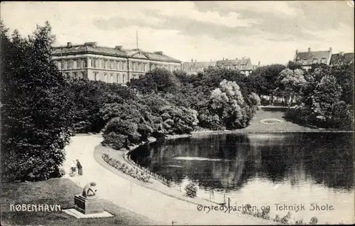 Ak København Kopenhagen Dänemark, Ørstedsparken, og Teknisk Skole