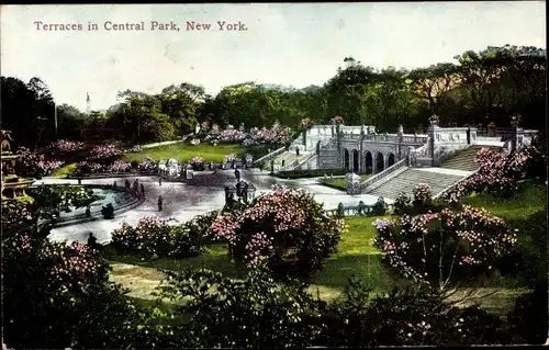 Ak New York City USA, Terraces in Central Park