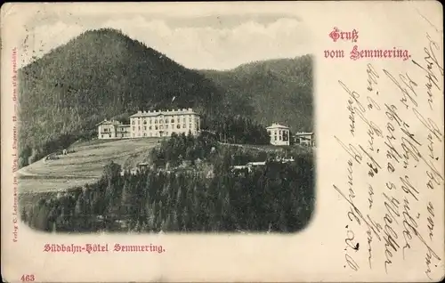 Ak Semmering in Niederösterreich, Südbahn-Hotel Semmering