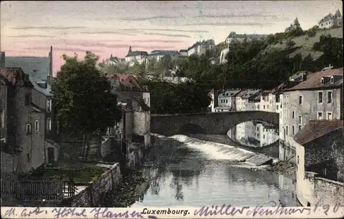 Ak Luxemburg Luxembourg, Teilansicht mit Brücke