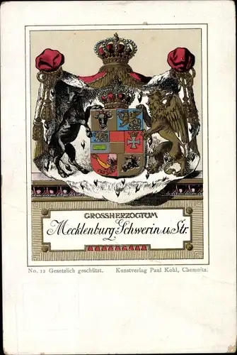 Ganzsachen Wappen Litho Großherzogtum Mecklenburg Schwerin und Strelitz, GS PP 15 E 11