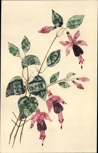 Briefmarken Ak Fuchsie aus Briefmarken