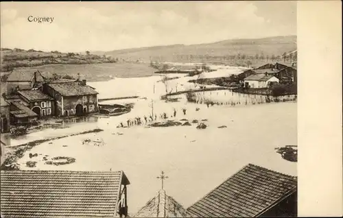 Ak Cogney Meurthe et Moselle, Dorfpartie, Hochwasser