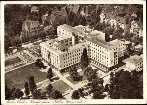 Ak Berlin Wilmersdorf Grunewald, Martin Luther Krankenhaus, Caspar Theyss Straße 27, Fliegeraufnahme