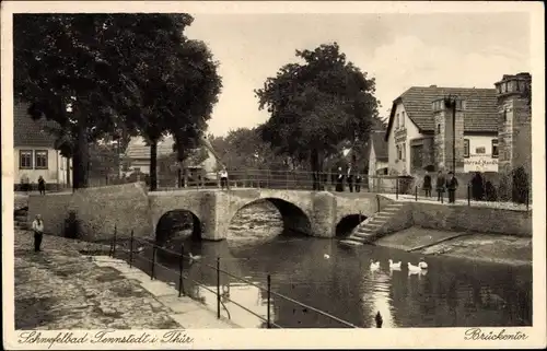 Ak Bad Tennstedt Thüringen, Schwefelbad, Partie am Brückentor