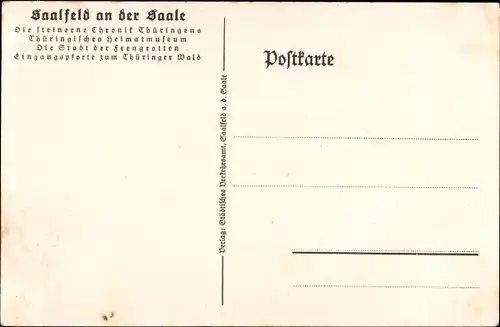 Passepartout Ak Saalfeld an der Saale Thüringen, Postkutsche, Saalstraße, 18. Jahrhundert