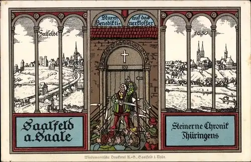 Ak Saalfeld an der Saale Thüringen, Steinerne Chronik Thüringens