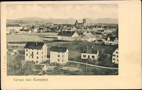 Ak Kempten im Allgäu Schwaben, Totalansicht vom Ort
