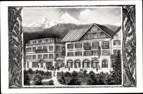 Künstler Ak Berchtesgaden, Ansicht des Hotels Deutsches Haus