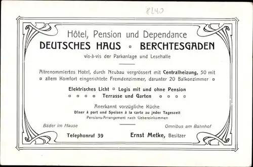 Künstler Ak Berchtesgaden, Ansicht des Hotels Deutsches Haus